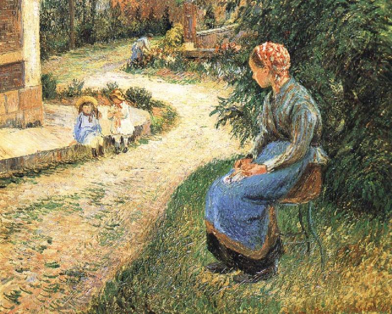 Camille Pissarro Sitting in the garden of the maids Norge oil painting art